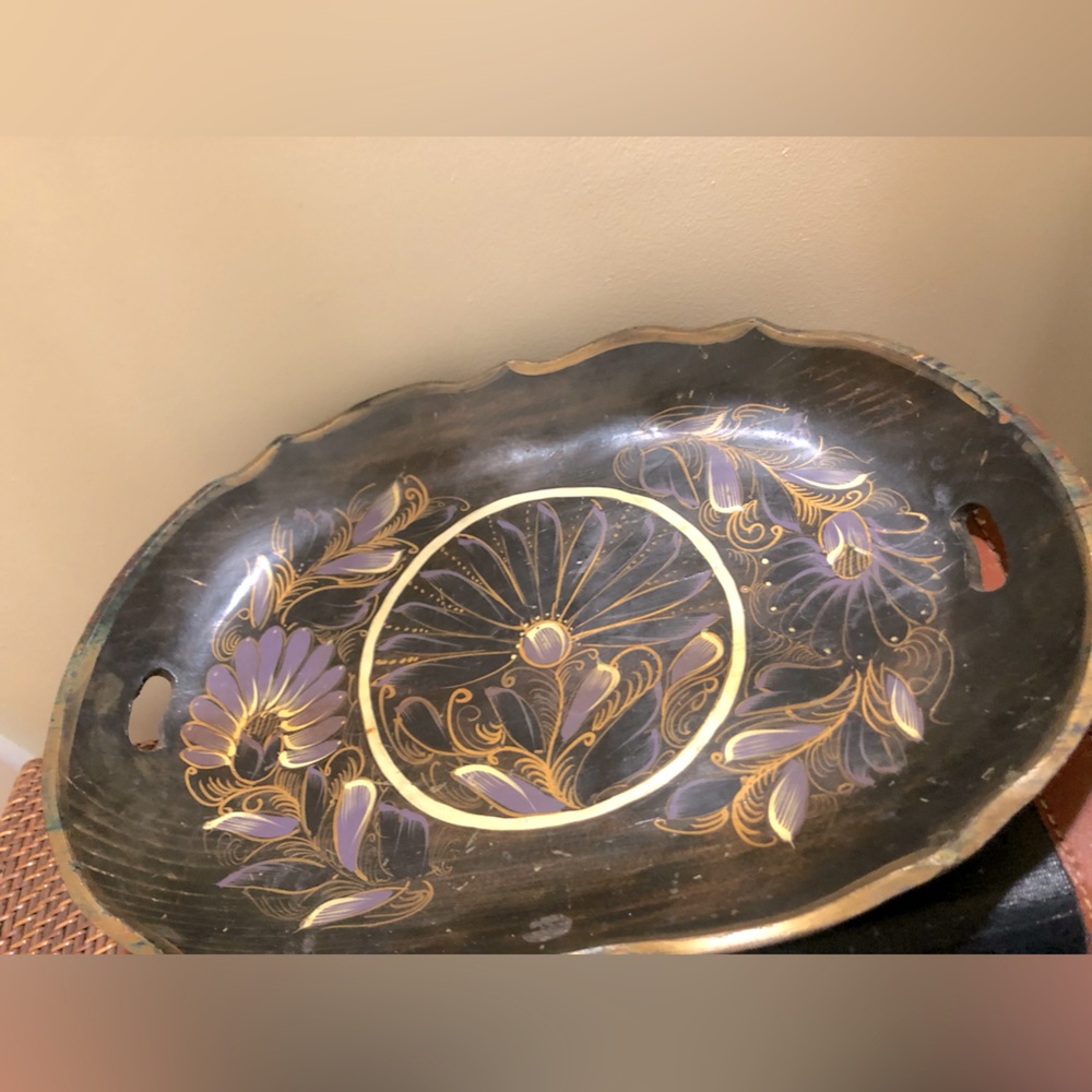Vintage wood painted decorative tray